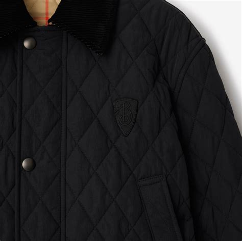 Quilted Nylon Barn Jacket in Black/sand 